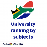 South African Universities Ranking by subjects